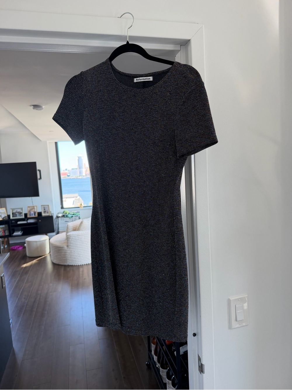 Reformation Sparkly Short-Sleeve Knit Dress